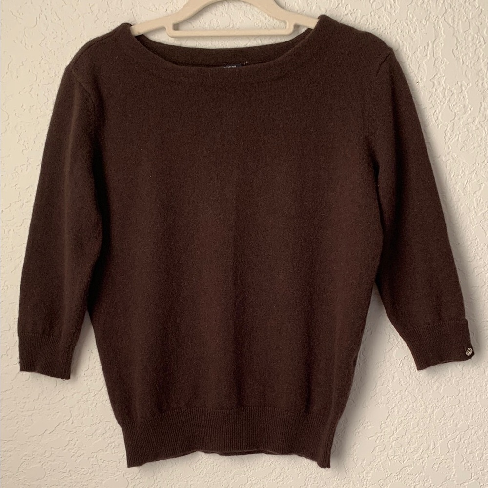 Magaschoni Cashmere 3/4 Sleeve Women's Brown Sweater Size S